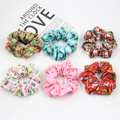 Christmas Cute Women's Color Block Rib-Knit Hair Tie