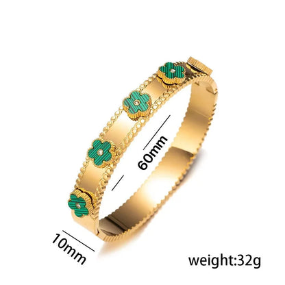 Moderate Luxury Ellipse Stainless Steel Diamond Inlay Bangles