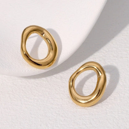 1 Pair IG Style Elegant Minimalist Geometric Circle 304 Stainless Steel 18K Gold Plated Ear Studs