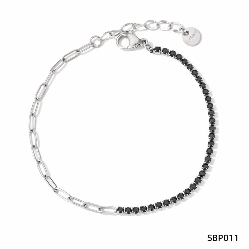 Minimalist Rhombus 304 Stainless Steel Plating Inlay Zircon Women's Bracelets