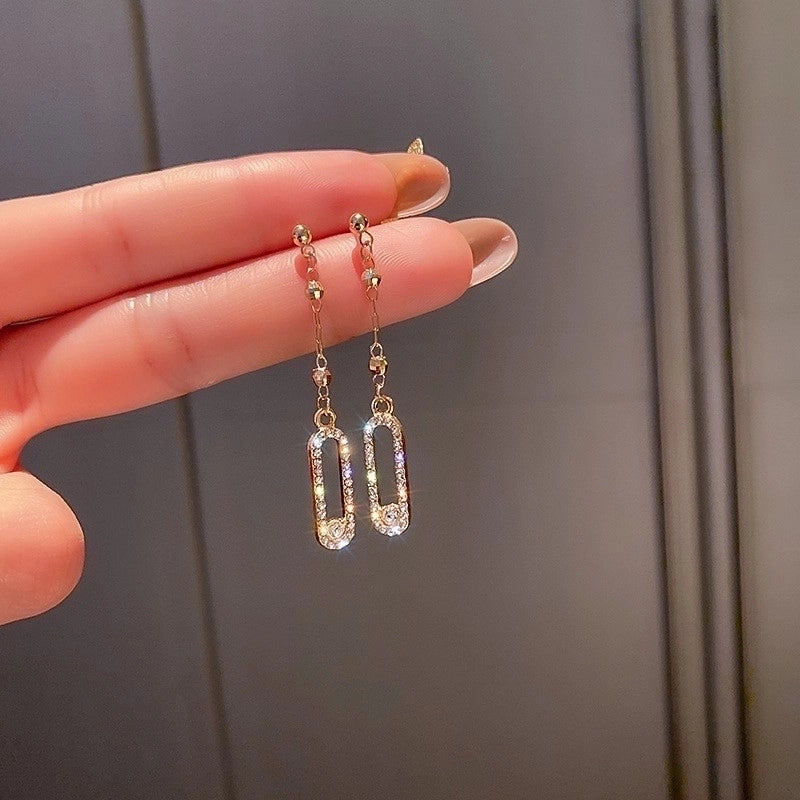 1 Pair Streetwear Geometric Butterfly Bow Knot Copper Inlay Rhinestones Pearl Drop Earrings