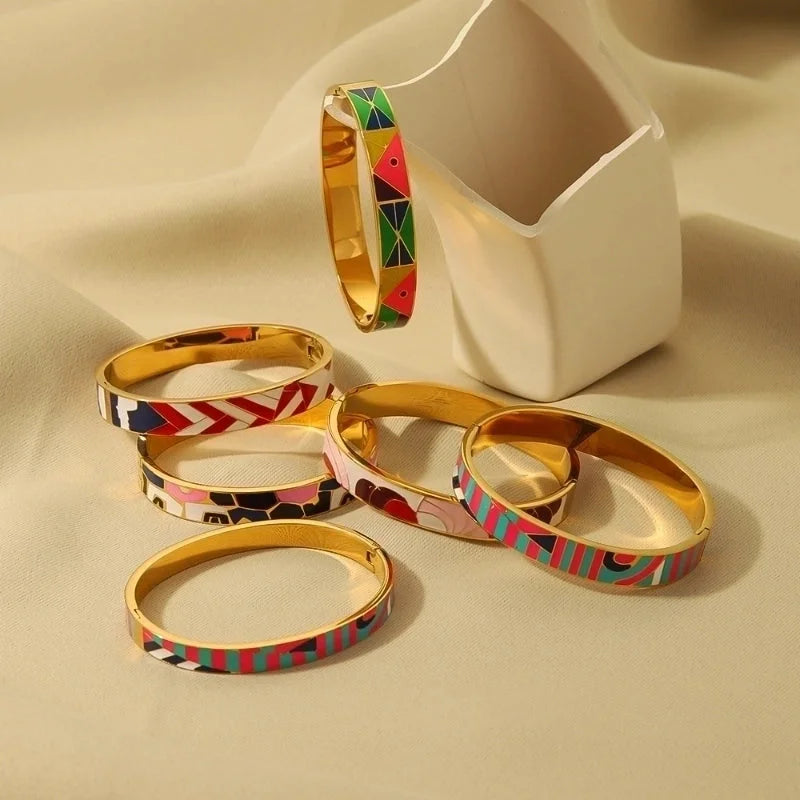 304 Stainless Steel 18K Gold Plated Basic Minimalist Plating Geometric Bangle