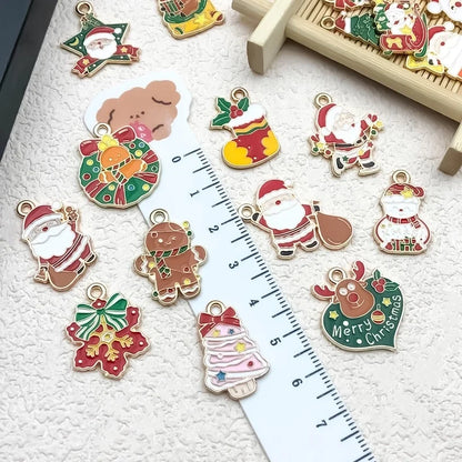 1 Piece 20 PCS/Package 16x23mm 17x22mm Alloy Christmas Tree Santa Claus Gingerbread Pendant Jewelry Accessories