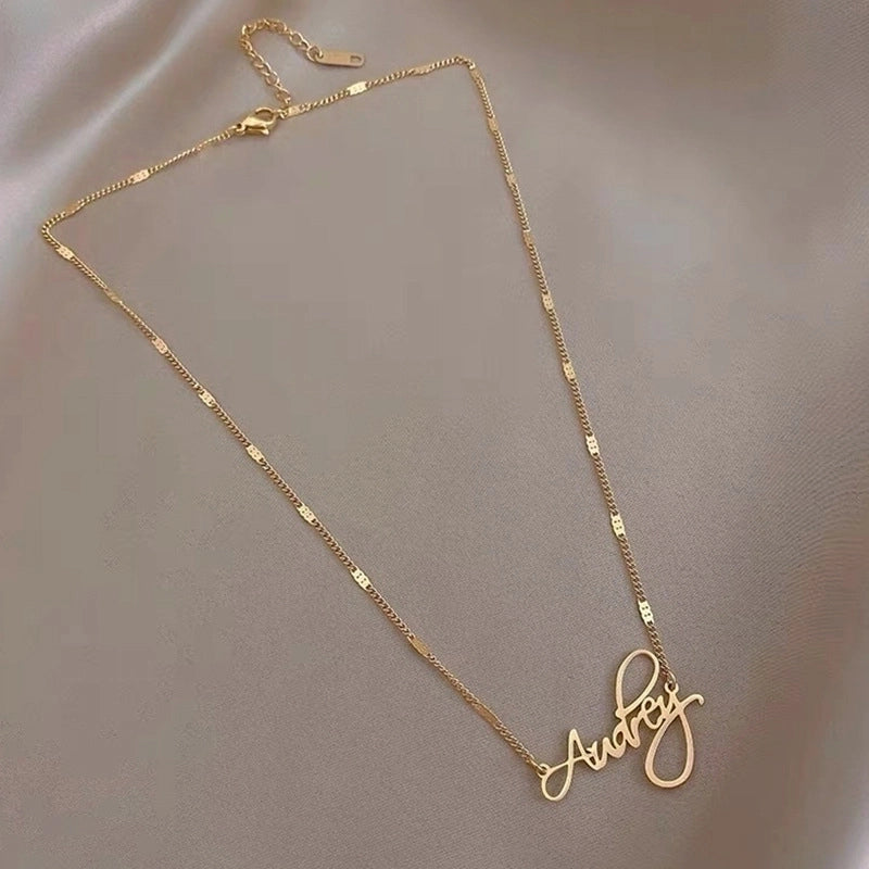 Sweet Minimalist Round Chinese Character Flower Titanium Steel Inlay Rhinestones Shell Pendant Necklace