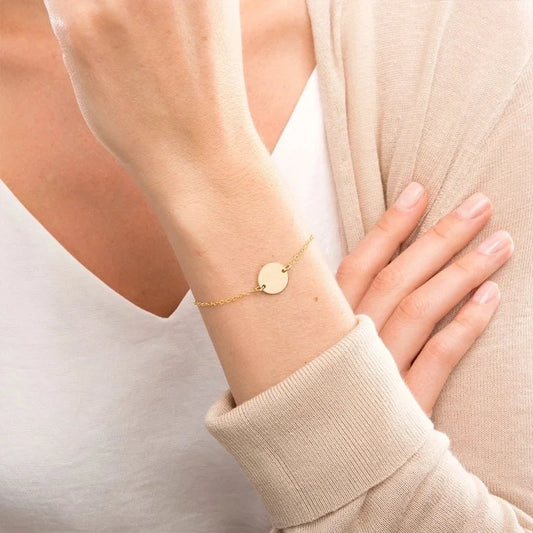 Casual Minimalist Round 304 Stainless Steel 14K Gold Plated Bracelets In Bulk