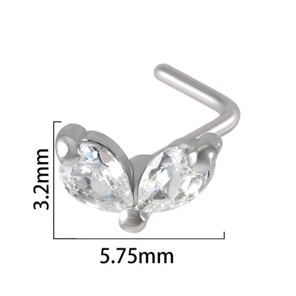 2 Pieces Nose Rings & Studs Streetwear Moon Heart Shape Butterfly 304 Stainless Steel Copper Zircon Inlay Zircon