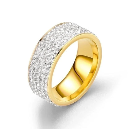 Fashion Geometric Stainless Steel Artificial Gemstones 18K Gold Plated Diamond Rings
