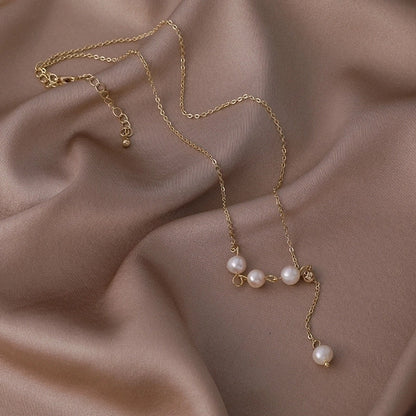 Alloy Freshwater Pearl Copper Fashion Solid Color Irregular Necklace