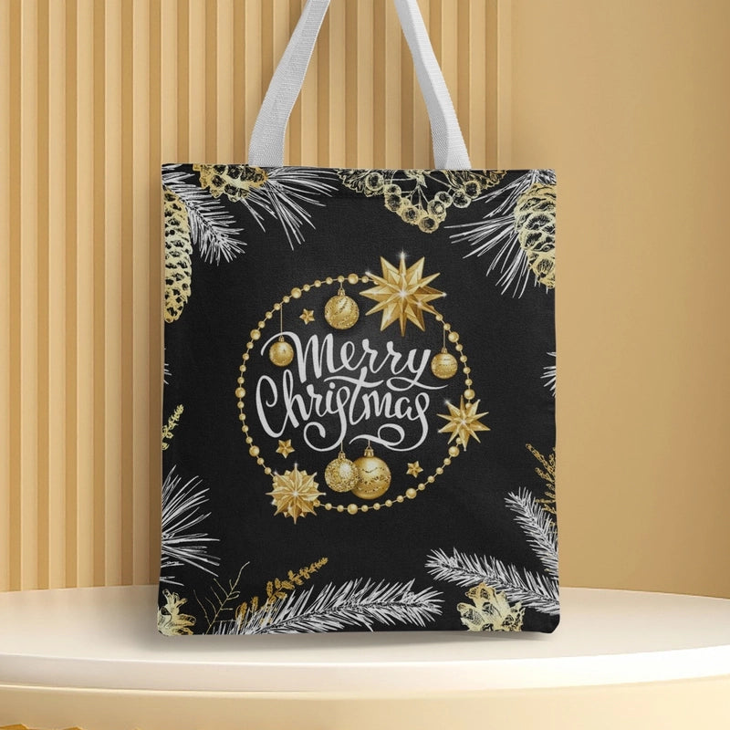 Christmas Unisex Polyester Christmas House Christmas Tree Santa Claus Cute Square Open Handbag