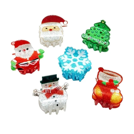 Christmas Minimalist Women's Christmas Tree Santa Claus Arylic Hair Claws