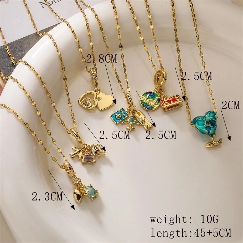 Ig Style Minimalist Animal Key Copper Plating Inlay Zircon Gold Plated Pendant Necklace