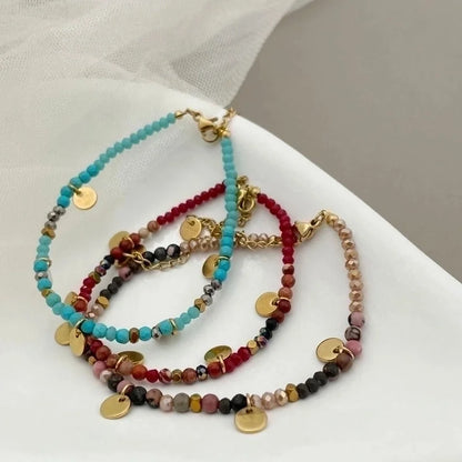 Elegant Geometric 304 Stainless Steel Labradorite Gold Plated Natural Stone Stainless Steel Bracelets In Bulk