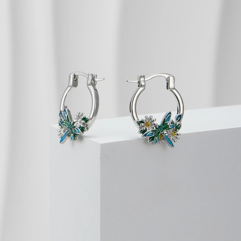 1 Pair Minimalist Classic Style Color Block Hummingbird Enamel Copper Earrings