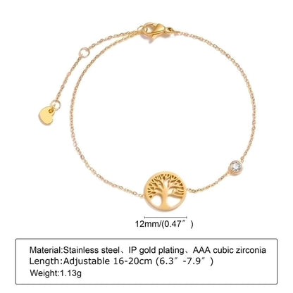 Minimalist Round 304 Stainless Steel 18K Gold Plated Rhinestones Bracelets In Bulk