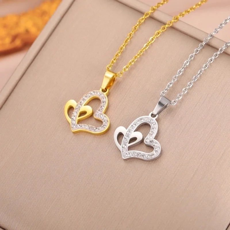 Elegant Heart Shape 304 Stainless Steel Plating Pendant Necklace