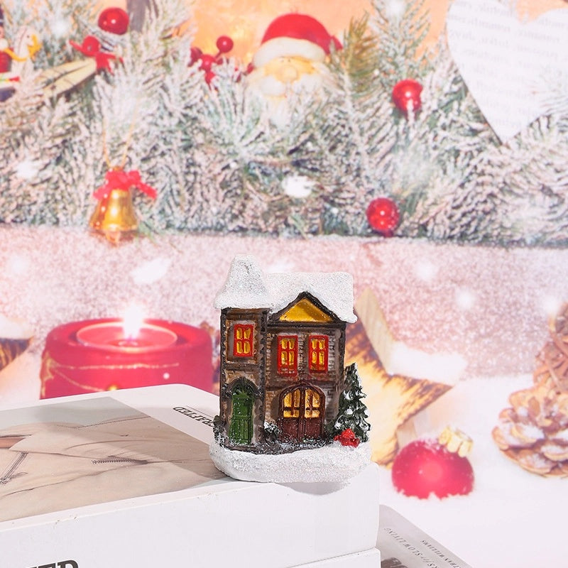 Christmas Small Ornaments Holiday Decorations Christmas Eve House Micro Landscape Luminous Desktop Window Scene Layout Gift