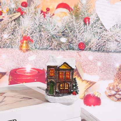 Christmas Small Ornaments Holiday Decorations Christmas Eve House Micro Landscape Luminous Desktop Window Scene Layout Gift