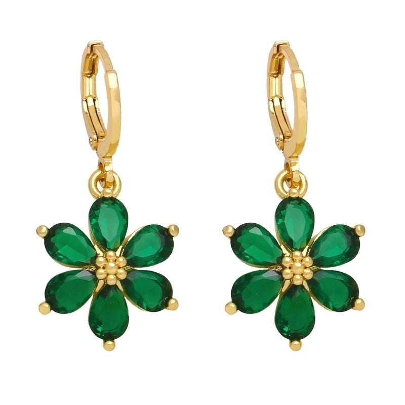 1 Pair Minimalist Flower Daisy Plating Inlay Copper Zircon 18k Gold Plated Drop Earrings