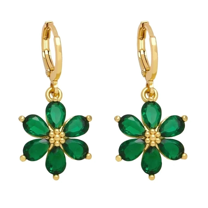 1 Pair Minimalist Flower Daisy Plating Inlay Copper Zircon 18k Gold Plated Drop Earrings