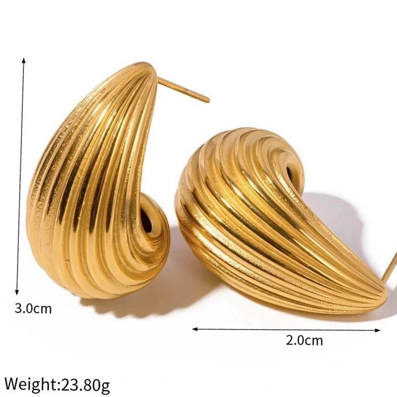 1 Pair IG Style Minimalist C Shape Water Droplets Stainless Steel 18K Gold Plated Ear Studs