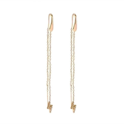 1 Pair Minimalist Classic Style Hexagram Moon Polishing Plating Inlay 304 Stainless Steel Zircon 18K Gold Plated Drop Earrings