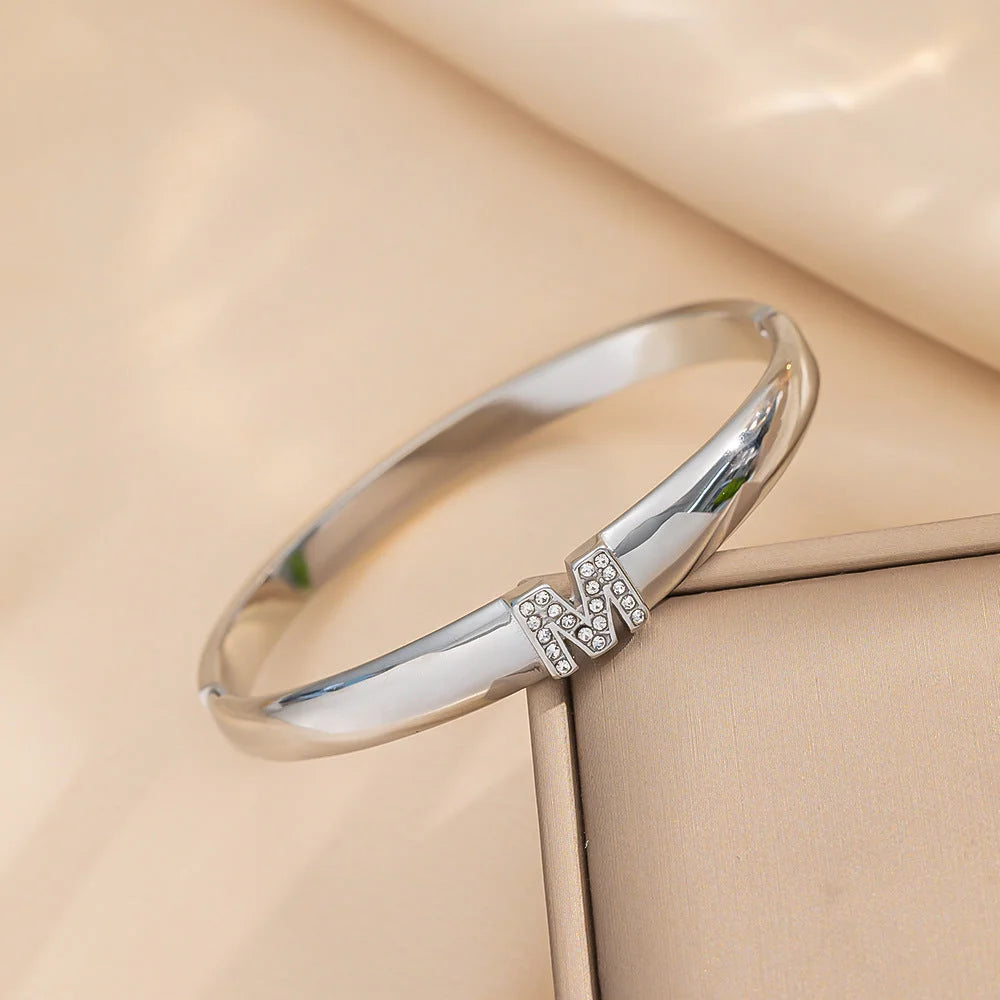 Moderate Luxury Ellipse Titanium Steel Electroplating Bangles