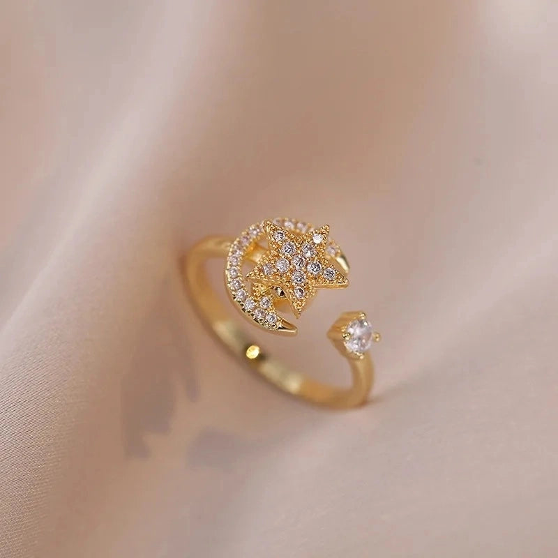 Casual Elegant Flower Copper Zircon Open Rings