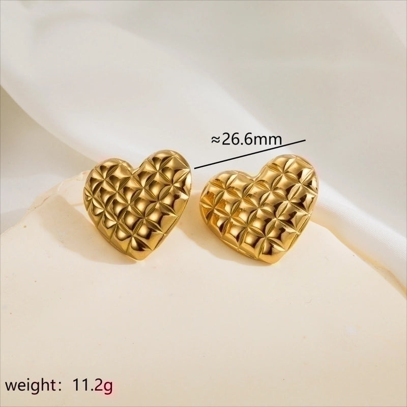 1 Pair Minimalist Classic Style Argyle 304 Stainless Steel 14K Gold Plated Stainless Steel Earrings