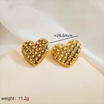 1 Pair Minimalist Classic Style Argyle 304 Stainless Steel 14K Gold Plated Stainless Steel Earrings