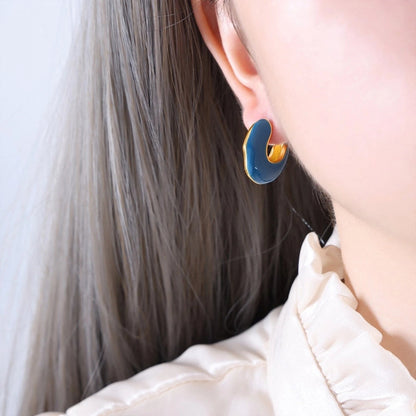 1 Pair IG Style Casual Modern Style Geometric Enamel Epoxy Plating Titanium Steel 18K Gold Plated Ear Studs