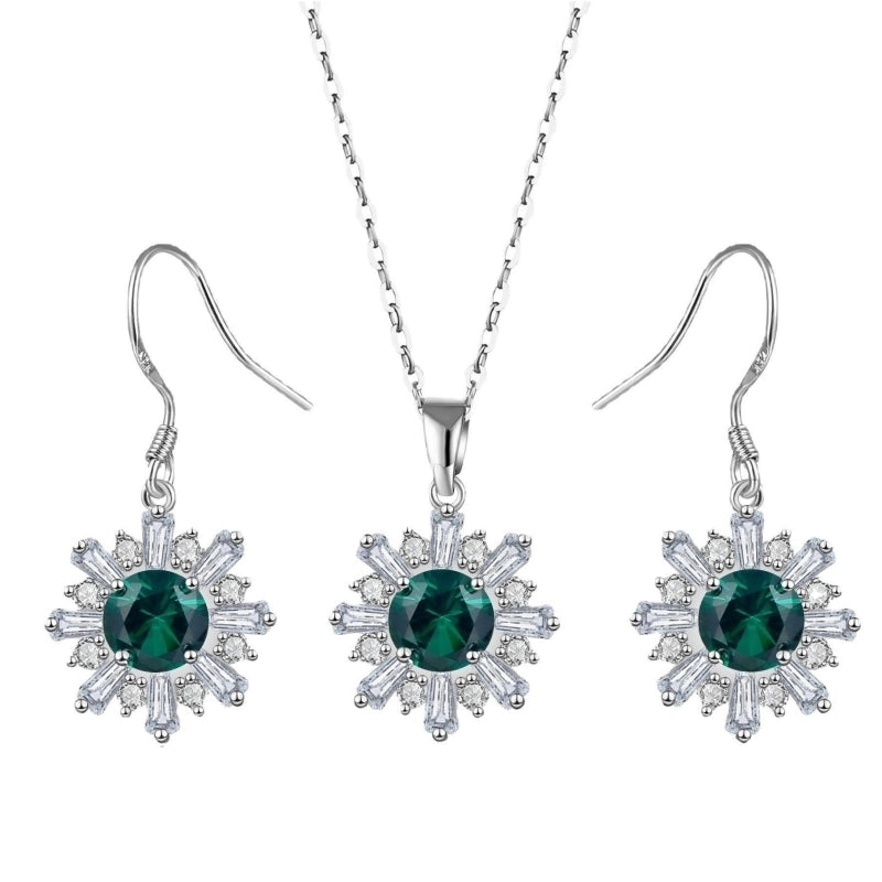 Copper Rhodium Plated Plating Inlay Flakes Snowflake Zircon Earrings Necklace