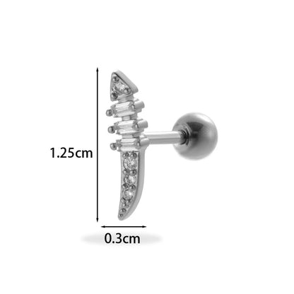 1 Piece Ear Cartilage Rings & Studs Minimalist Classic Style Pentagram Heart Shape Flower 316L Stainless Steel Copper Plating Inlay Zircon