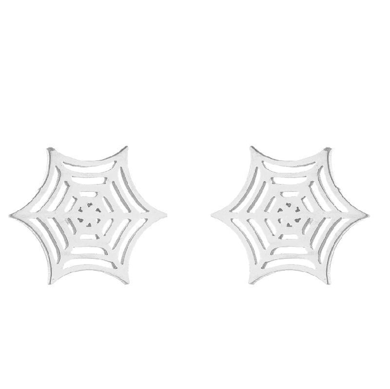 1 Pair Halloween Fashion Spider Web Plating Titanium Steel 18K Gold Plated Ear Studs