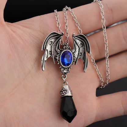 Vintage Style Wings Alloy Plating Inlay Artificial Gemstones Halloween Unisex Necklace Pendant
