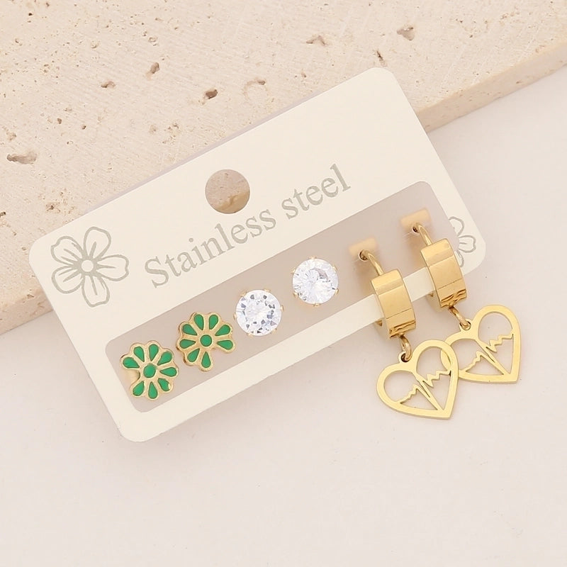 1 Set Elegant Minimalist Heart Shape Butterfly Plating Stainless Steel Drop Earrings