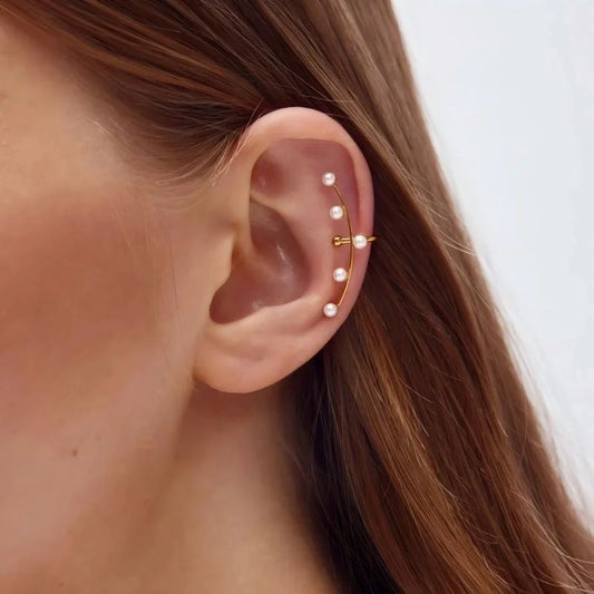 1 Piece IG Style Classic Style Geometric 304 Stainless Steel Zircon 18K Gold Plated Ear Cuffs