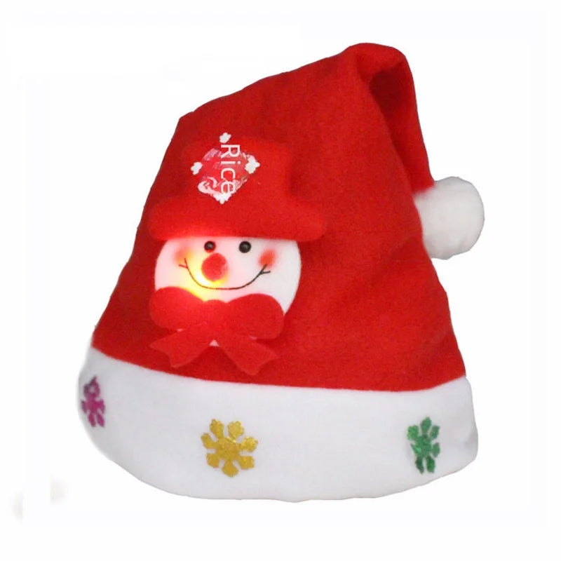 Creative Christmas Decorations Luminous Christmas Brushed Cloth Children's Hat Christmas Gift Cartoon Christmas Hat
