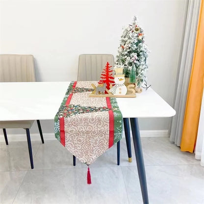 Christmas Christmas Tree Santa Claus Elk Polyester Christmas Tablecloth