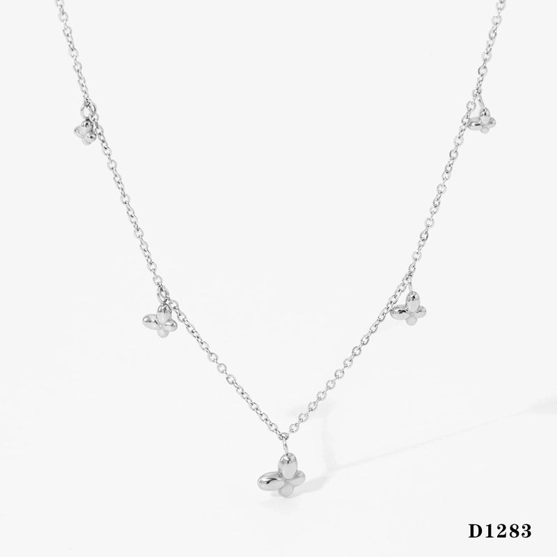 3 Pieces New Fairy Butterfly Pendant Necklace Women's Stainless Steel Vacuum Plating Non-Fading Delicate Indie Autumn And Winter Necklace