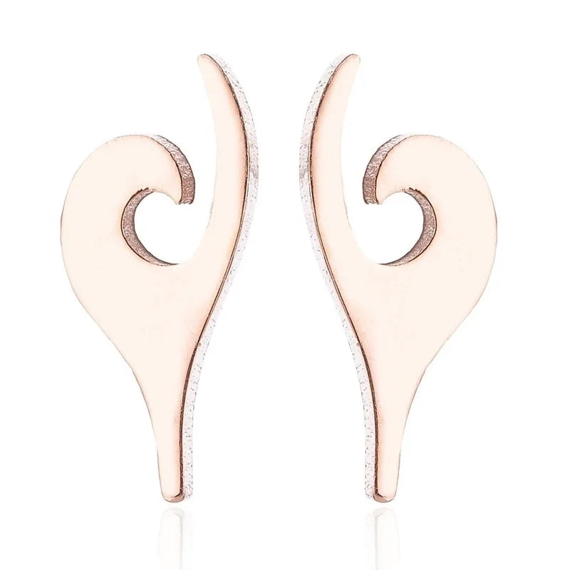 Minimalist Christmas Tree Heart Shape Elk Stainless Steel Plating Hollow Out Ear Studs 1 Pair