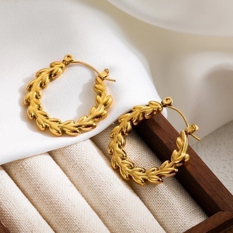 1 Pair IG Style Round Heart Shape Plating 304 Stainless Steel 18K Gold Plated Stainless Steel Earrings