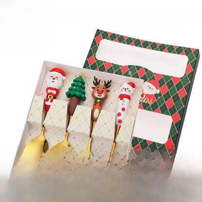 J Christmas Spoon Suit Cartoon Funny Christmas Tree Dessert Cake Spoon Creative Tableware Christmas Gift