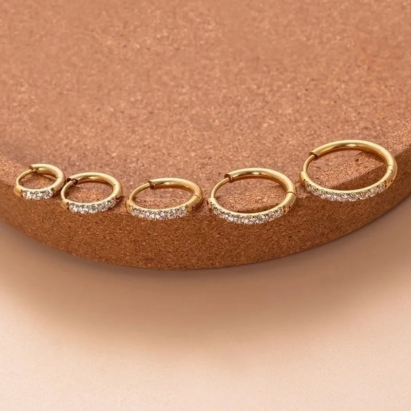 1 Piece Ear Cartilage Rings & Studs Minimalist Classic Style Shiny Round 316L Stainless Steel Plating Inlay Zircon