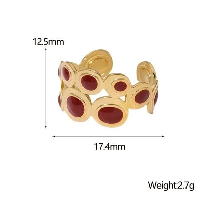 Casual Minimalist Geometric 304 Stainless Steel Hollow Out Inlay Open Rings