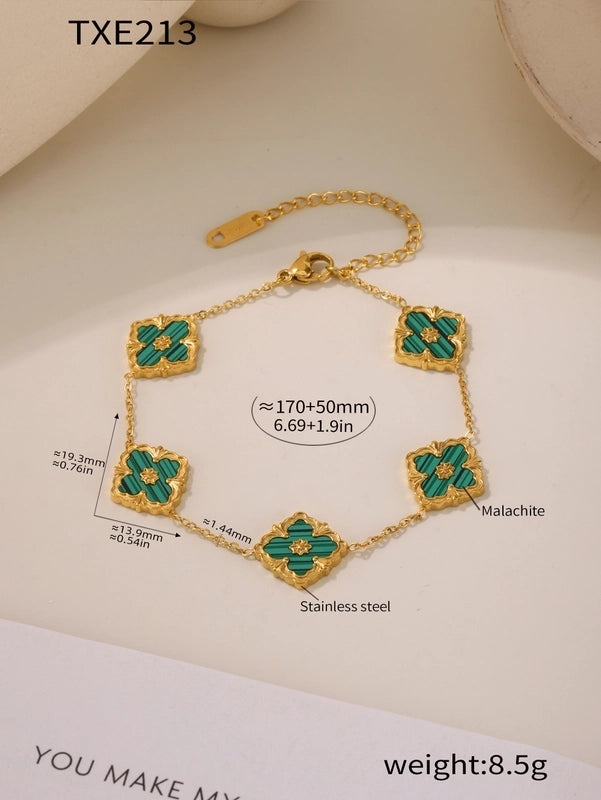 Elegant Square 304 Stainless Steel Shell 18K Gold Plated Plating Jewelry Set