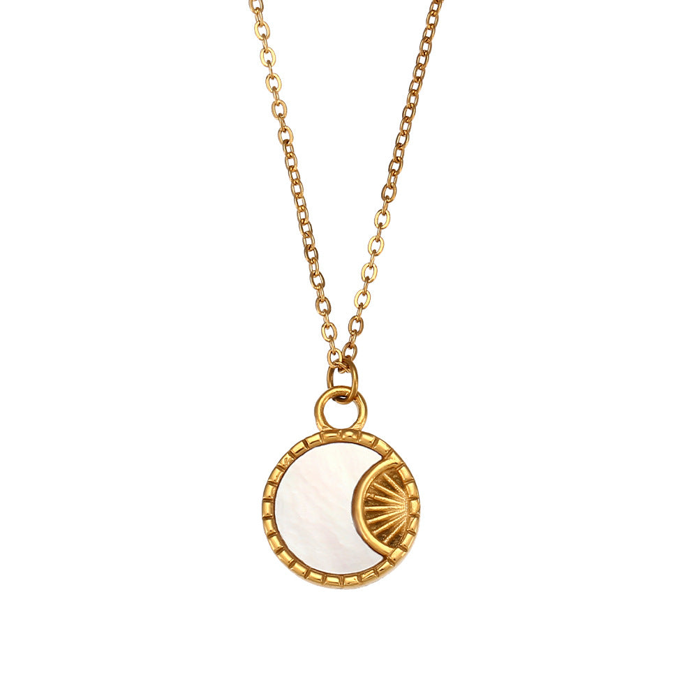 Fashion Round Geometric Stainless Steel 18K Gold Plated Necklaces