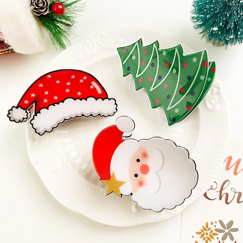 Christmas Cute Women's Christmas Tree Santa Claus Snowman Plastic Hair Claws