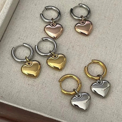 1 Pair Casual Minimalist Heart Shape Plating Titanium Steel 18K Gold Plated Drop Earrings