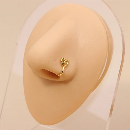 1 Piece Nose Rings & Studs Minimalist Geometric Copper Inlay Zircon 18K Gold Plated Nose Rings & Studs