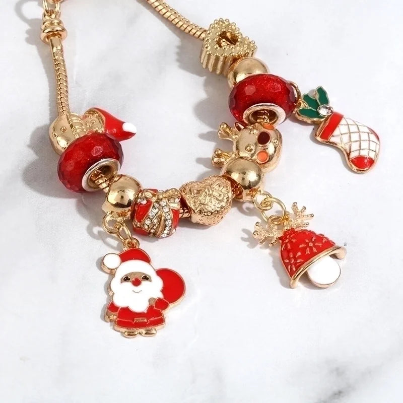 Minimalist Christmas Tree Santa Claus Snowflake Alloy Beaded Plating Women's Bracelets 1 Piece